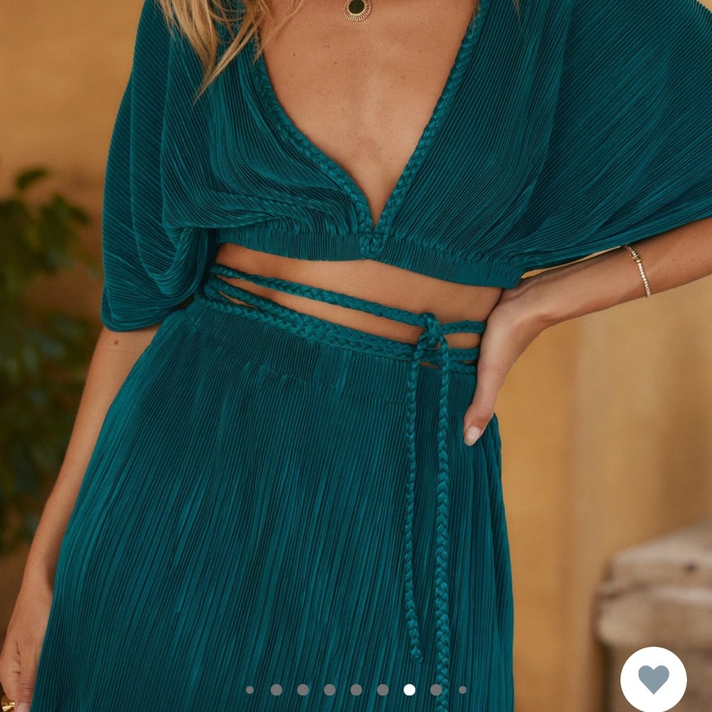 12th Tribe - Muse Teal Pleated Skirt/Top Set